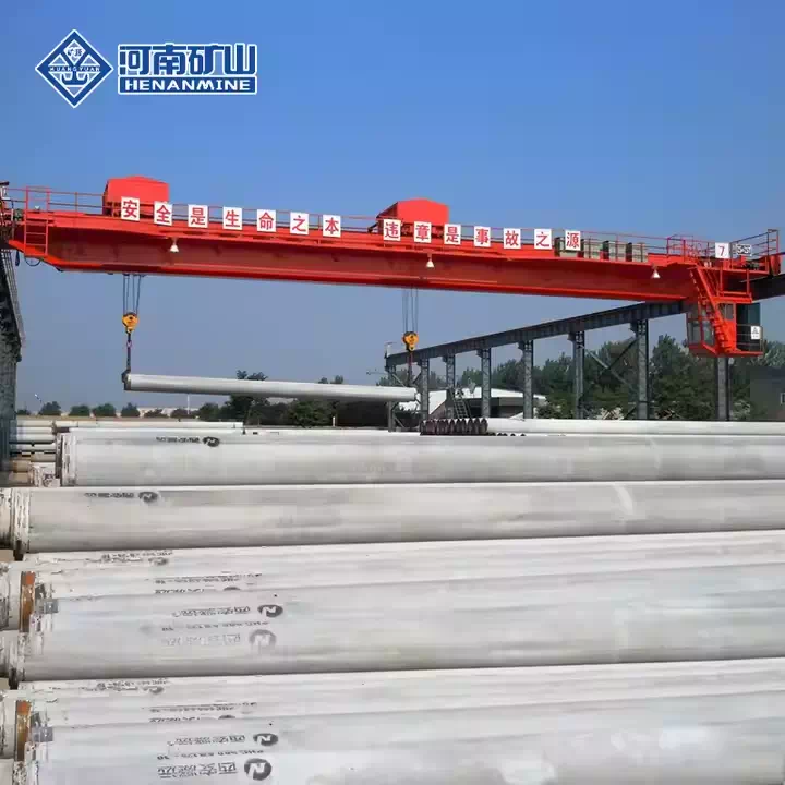 High-Capacity Double Trolley Overhead Crane with Dual Hook System