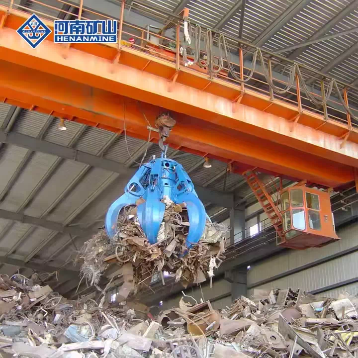 High-Capacity Grab Overhead Crane for Bulk Material Transport