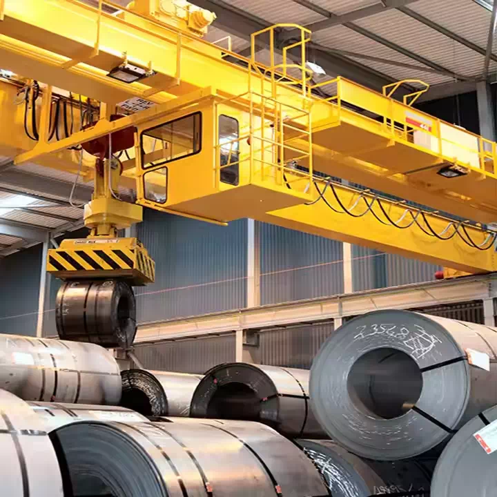 Double Girder Overhead Crane with Electromagnetic Lifter for Heavy Loads